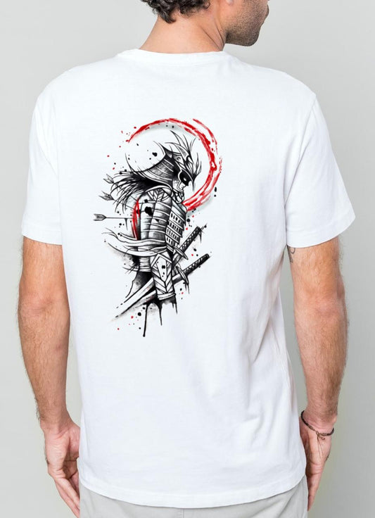 100% Cotton Back Samurai Printed T Shirt